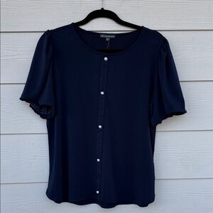 NWT Adrianna Papell Crew Neck Button Front Placket Blouse